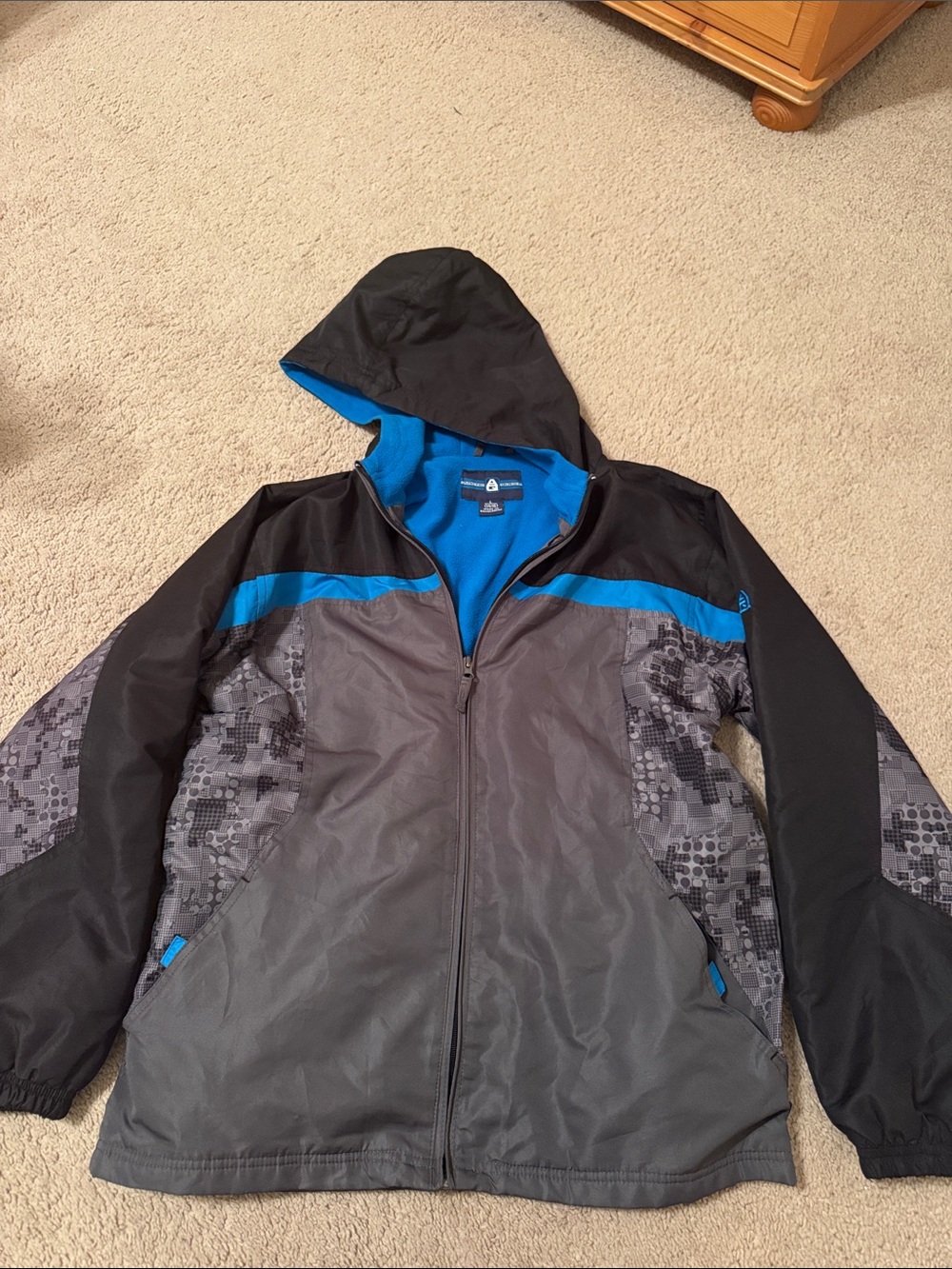 Men's Hooded Lightweight Jacket - Gray & Blue
